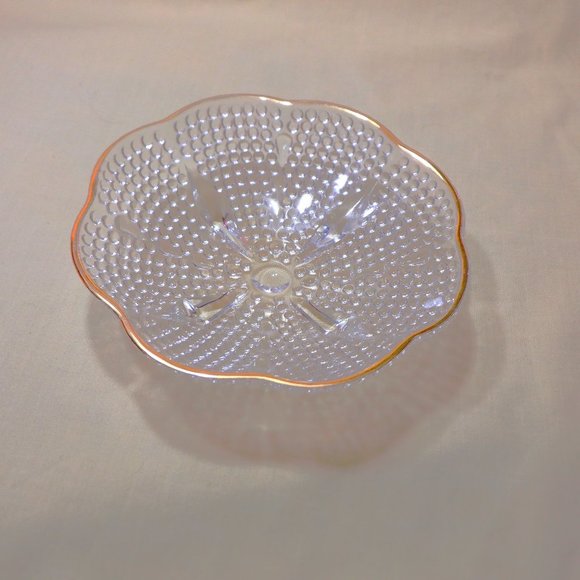 Other - Sparkly ~~~ Hobnail with Gold Edge Candy DISH ~~~